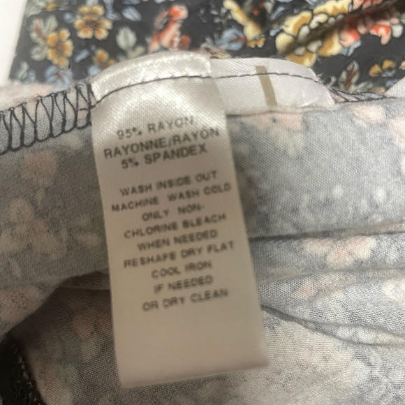 LOFT Boho Gray Floral Ruffle Sleeve Midi Dress Womens Large Petite - Picture 6 of 10